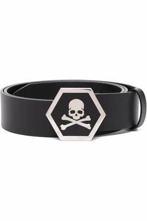 Philipp Plein Ceinture en cuir à boucle tête de mort