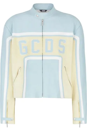GCDS Veste en cuir à logo appliqué