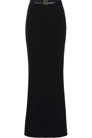 Elisabetta Franchi Robe longue en crêpe à taille ceinturée