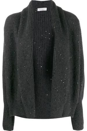 Brunello Cucinelli Cardigan ouvert devant à détails brodés de sequins