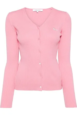 Maison Kitsuné Cardigan nervuré à patch logo