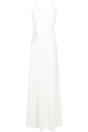 Lethicia Bronstein Robe longue en satin à dos ouvert