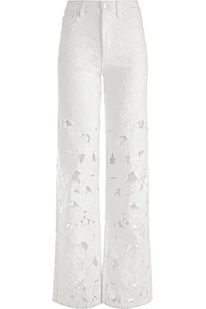 ALICE+OLIVIA Jean brodé Weezy à taille haute
