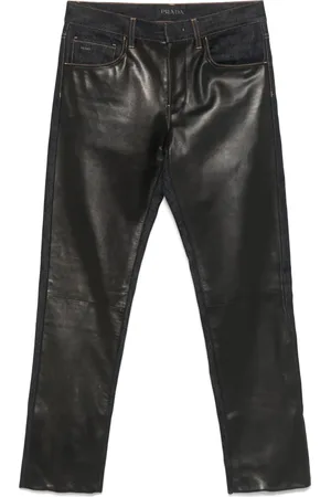 Prada Jean à empiècements en cuir (années 2010)