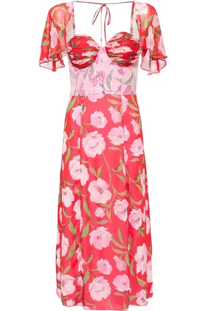 ROTATE Robe mi-longue en chiffon à fleurs