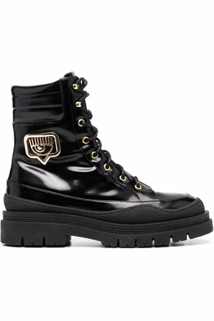 Chiara Ferragni Bottines en cuir à plaque logo
