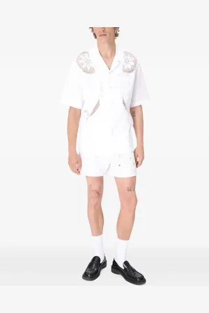 Marine Serre Chemise en lin à manches courtes