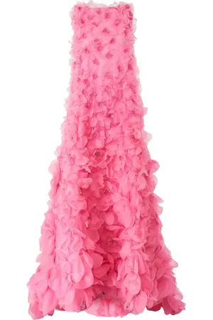 Carolina Herrera Robe longue à appliques fleurs