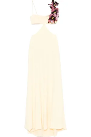 Costarellos Robe longue à appliques fleurs