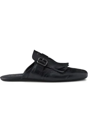 Prada Mules Shuffle en cuir à franges