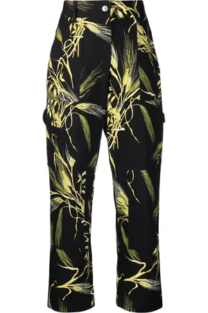 Msgm Pantalon à imprimé feuillage