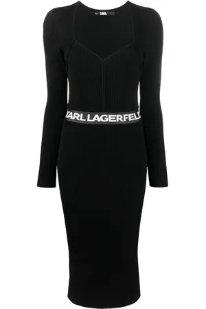 Karl Lagerfeld Robe nervurée à logo imprimé