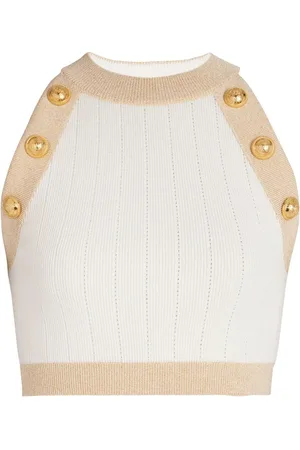 Balmain Haut crop en maille nervurée