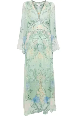 Camilla Robe longue en soie à fleurs