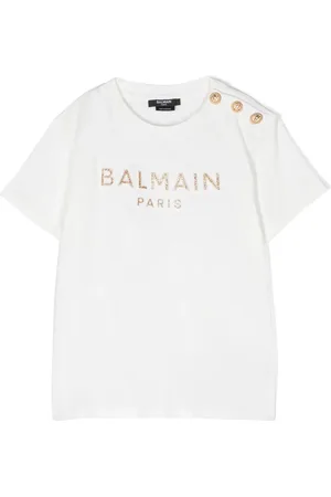 Balmain T-shirt orné de clous à logo pailleté