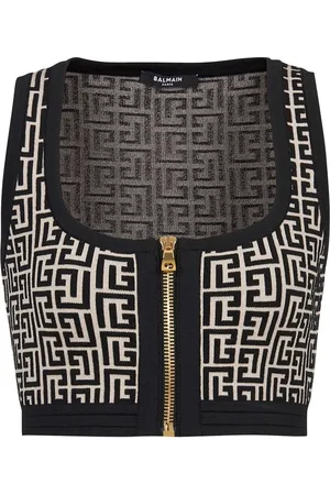 Balmain Haut crop à motif monogrammé