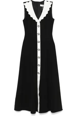 NISSA Robe mi-longue à col festonné