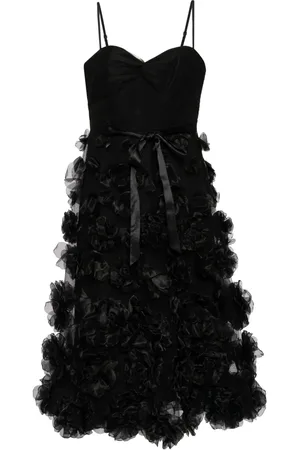 Marchesa Notte Robe mi-longue à fleurs appliquées