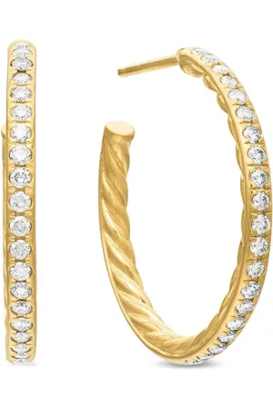 David Yurman Créoles en 18ct pavées de diamants (25,4 mm)