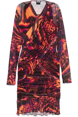 VERSACE Robe mi-longue à imprimé animalier