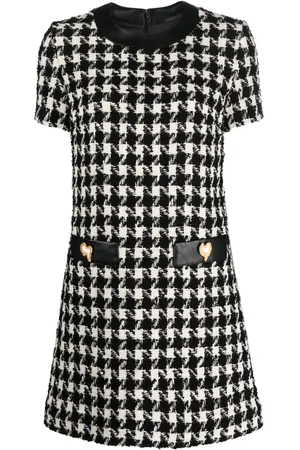 Moschino Robe courte en maille à motif pied-de poule