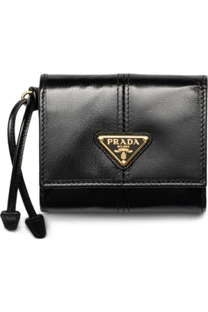 Prada Portefeuille en cuir à logo triangulaire