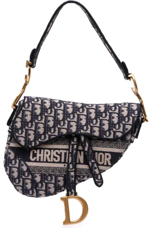 Dior Sac porté épaule Saddle en toile Oblique à broderies (2020)