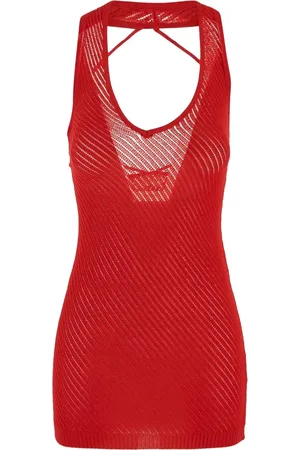 LANEUS Robe en maille ajourée à coupe courte