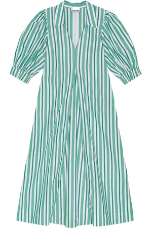 Ganni Robe-chemise en coton biologique à rayures