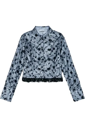 Ganni Chemise crop à ornements en sequins