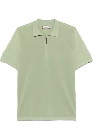 CANALI Polo en coton à col zippé