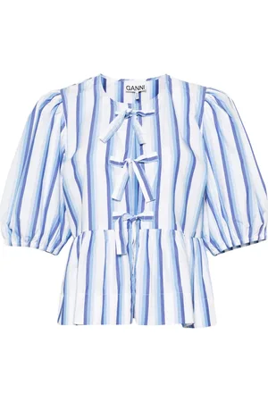 Ganni Blouse rayée à design péplum