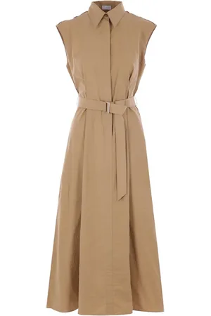 Brunello Cucinelli Robe-chemise en coton mélangé
