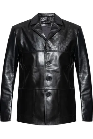 MISBHV Veste en cuir à motif monogrammé