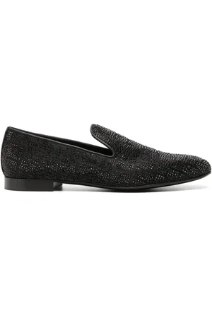 VERSACE Mocassins en satin à ornements en cristal