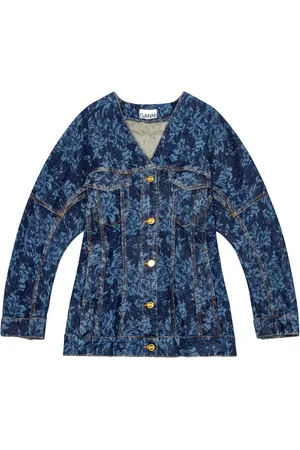 Ganni Veste en jean à fleurs