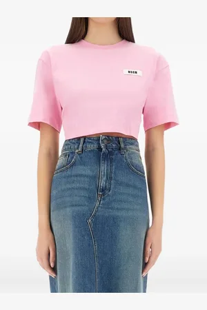 Msgm T-shirt crop à détail noué
