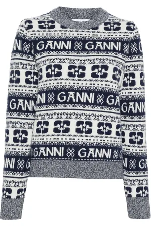 Ganni Pull en maille intarsia à col rond