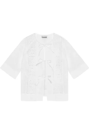 Ganni Blouse brodée à taille nouée
