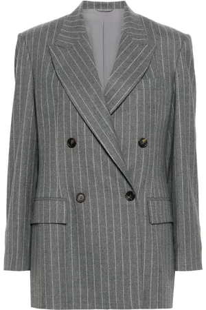 Brunello Cucinelli Blazer en laine à fines rayures