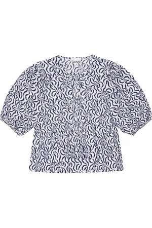 Ganni Blouse en coton à imprimé abstrait