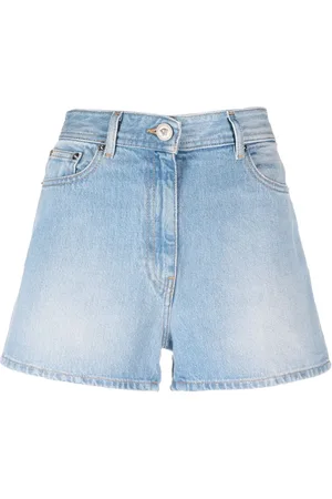 VERSACE Short en jean Butterflies à taille haute