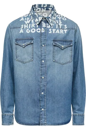 Maison Margiela Chemise en jean à slogan imprimé