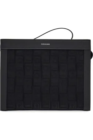 Salvatore Ferragamo Pochette en jacquard à bords en cuir