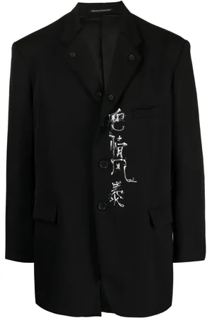 YOHJI YAMAMOTO Blazer boutonné à slogan imprimé