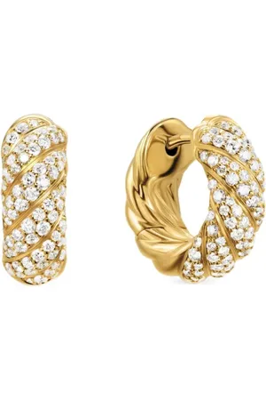 David Yurman Créoles Sculpted Cable en 18ct pavées de diamants