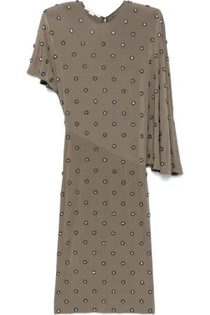 Stella McCartney Robe mi-longue à ornements en cristal