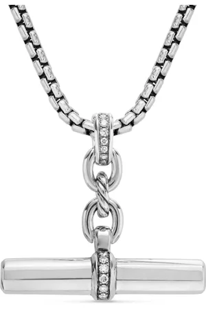 David Yurman Pendentif Lexington E/W Baril en sterling pavé de diamants (32 mm)