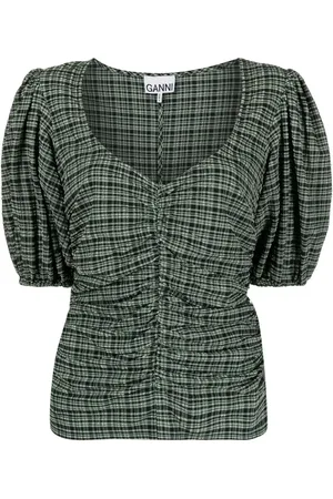 Ganni Blouse froncée en seersucker