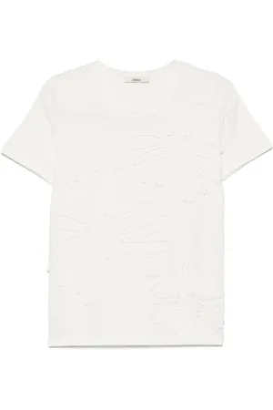 ODEEH T-shirt à appliques fleurs